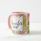 Bruidsmeisje gepersonaliseerde roze gouden chic bl mok (Voorkant links)