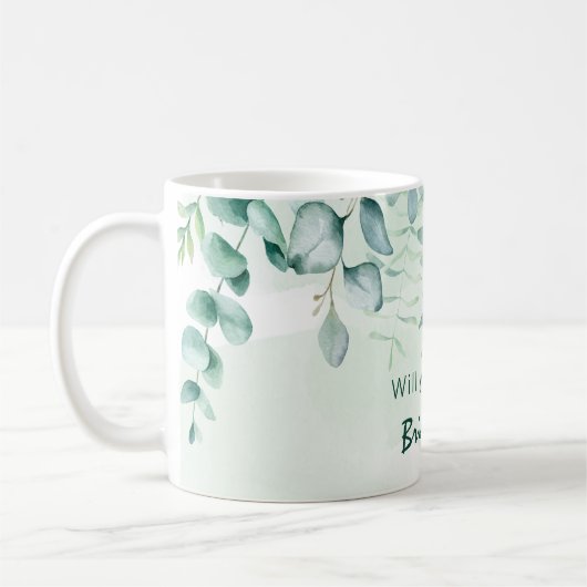 Bruidsmeisje getuige eucalyptus groen koffiemok (Links)