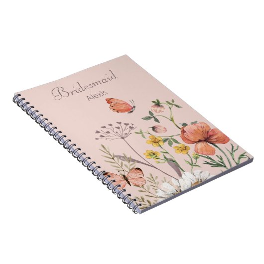 Bruidsmeisje GIft Elegant Blush Roze Bloemen Notitieboek (Rechterzijde)