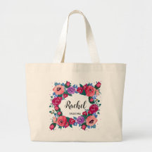 Bruidsmeisje Gift Paarse Rode Rozen Canvas tas