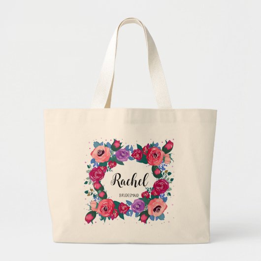 Bruidsmeisje Gift Paarse Rode Rozen Canvas tas (Voorkant)