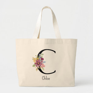 Bruidsmeisje Gift Wilde Bloem Alfabet C Canvas tas