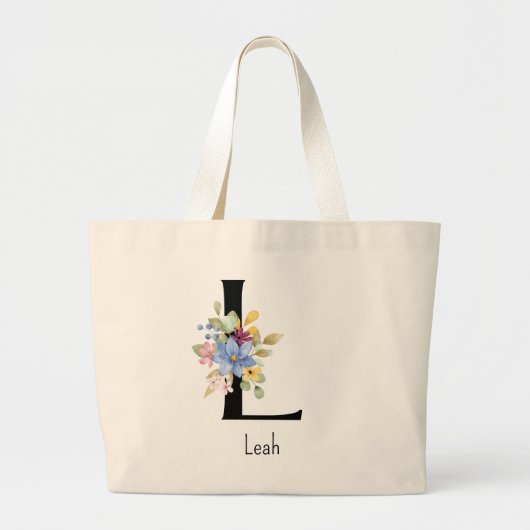 Bruidsmeisje Gift Wilde Bloem Alfabet L Canvas tas (Voorkant)