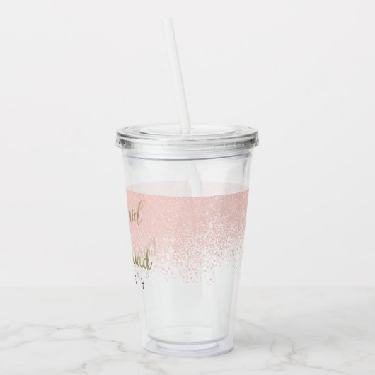 Bruidsmeisje gouden ring Logo bruiloft Vrijgezelle Acryl Drinkbeker (Links)