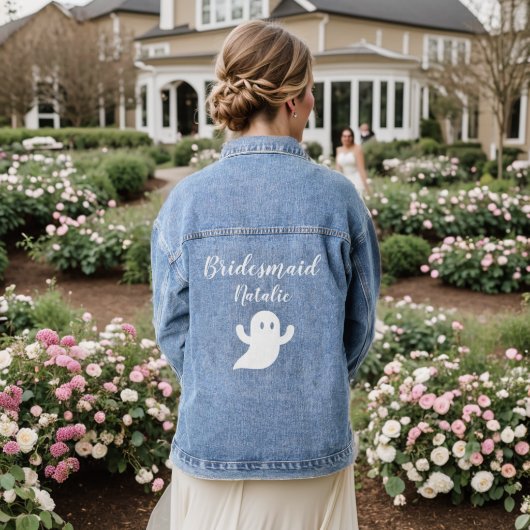 Bruidsmeisje Halloween Ghost Wedding Bachelorette Denim Jacket (Huwelijk Achterkant)