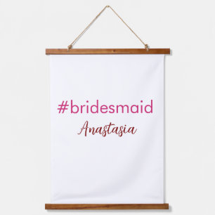 Bruidsmeisje hashtag lichtroze voeg naam bruid sta hangend wandkleed