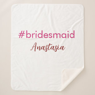 Bruidsmeisje hashtag lichtroze voeg naam bruid sta sherpa deken