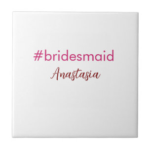 Bruidsmeisje hashtag lichtroze voeg naam bruid sta tegeltje