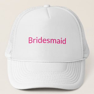 Bruidsmeisje heet roze fuchsia wit minimalistisch trucker pet