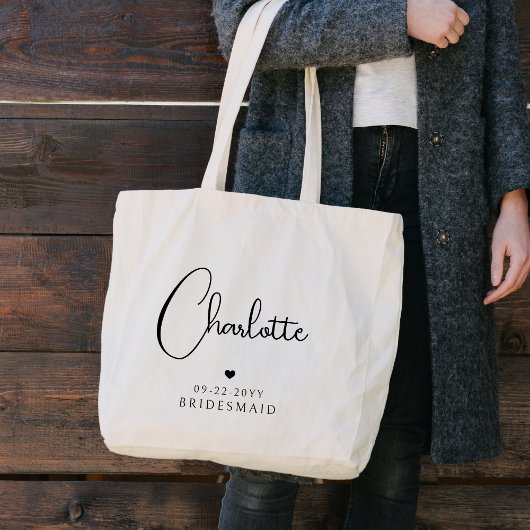 Bruidsmeisje Huwelijk Eenvoudig Modern Schrift Naa Grote Tote Bag