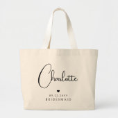 Bruidsmeisje Huwelijk Eenvoudig Modern Schrift Naa Grote Tote Bag (Voorkant)