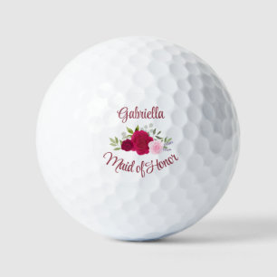 Bruidsmeisje Huwelijks Cadeau Magenta & Roze Rozen Golfballen