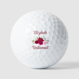 Bruidsmeisje Huwelijks Cadeau Magenta & Roze Rozen Golfballen