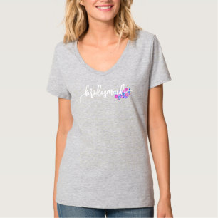 Bruidsmeisje Huwelijkscalligrafie V-hals T-shirt