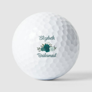 Bruidsmeisje huwelijksgeschenk Teal & Aqua Rozen Golfballen