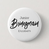 bruidsmeisje junior zwart wit bruiloft Button (Voorkant)