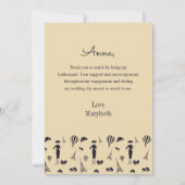 Bruidsmeisje kaart met vintage mode bedankje (Achterkant)