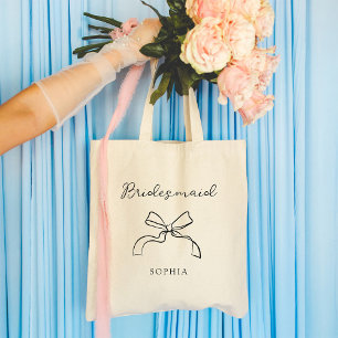 bruidsmeisje Kies een kleur Coquette Bow Tote Bag