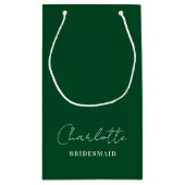 bruidsmeisje | Minimalistisch script Emerald Green Klein Cadeauzakje (Achterkant)