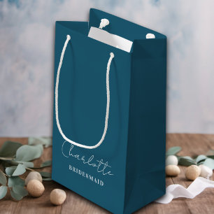 bruidsmeisje   Minimalistisch script kano blauw Klein Cadeauzakje