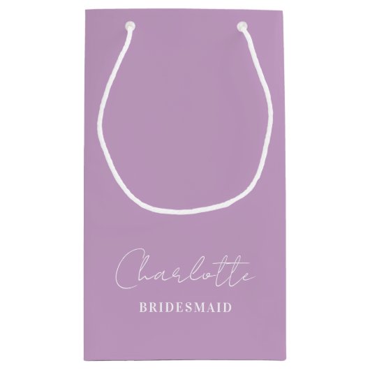 bruidsmeisje | Minimalistisch Script Lila Paars Klein Cadeauzakje (Achterkant)