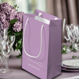 bruidsmeisje Minimalistisch Script Lila Paars Klein Cadeauzakje