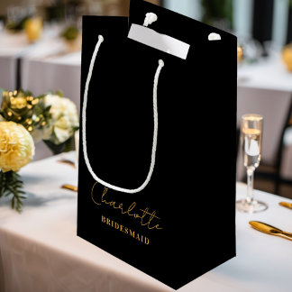 bruidsmeisje | Minimalistisch script Zwart Goud Klein Cadeauzakje