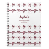 Bruidsmeisje Modern Bourgondië Schrift Naam Datum Notitieboek (Voorkant)