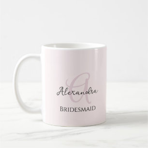 Bruidsmeisje Modern Minimalistisch Monogram Blush  Koffiemok