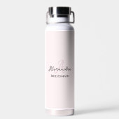 Bruidsmeisje Modern Minimalistisch Monogram Blush  Waterfles (Achterkant)