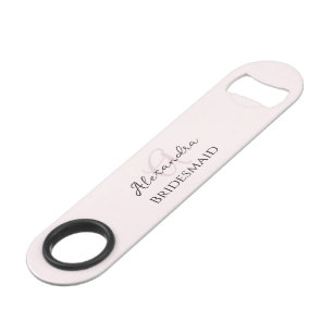 Bruidsmeisje Modern Monogram Blush Roze Minimalist Speed Flessenopener
