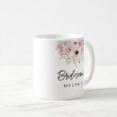 Bruidsmeisje Modern Rustic Bloemengift | Wit Koffiemok (Voorkant rechts)