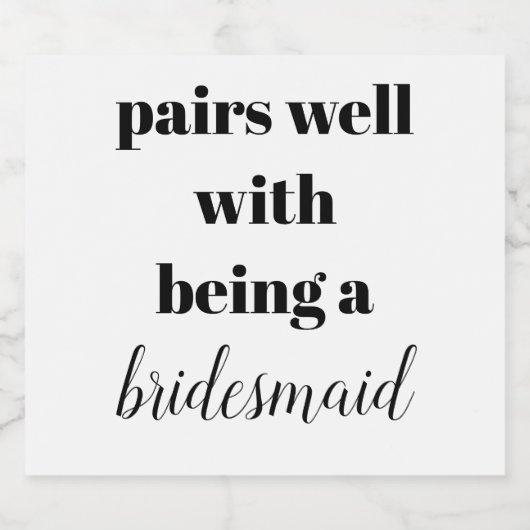 Bruidsmeisje Mousserende Wijn Bruidsmeisje Voorste Sparkling Wijnetiket (Enkel label)