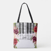 bruidsmeisje muziek marsala bloemendecor tote bag (Achterkant)