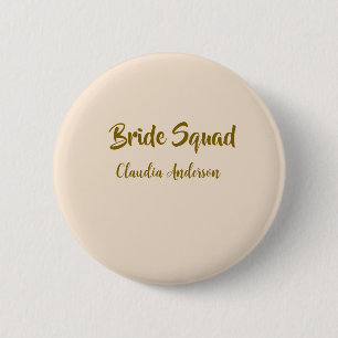 Bruidsmeisje naam gouden oranje bruiloft  ronde button 5,7 cm
