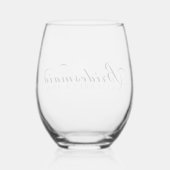 Bruidsmeisje Naam Modern Elegant Script Wijnglas Zonder Voet (Achterkant)