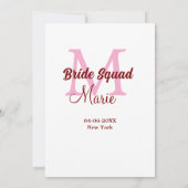 Bruidsmeisje naam monogram roze datum kaart (Achterkant)