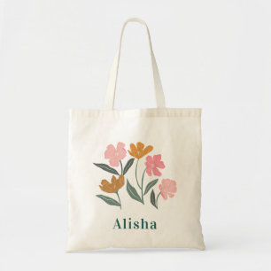Bruidsmeisje Naam Roze Bloem Illustratie Botanisch Tote Bag