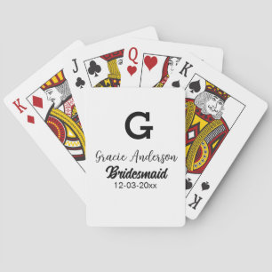 Bruidsmeisje naam toevoegen monogram eenvoudig min pokerkaarten