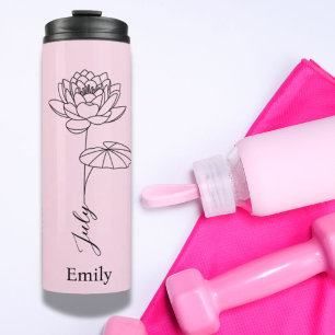 Bruidsmeisje Naam Water Lily Juli Geboortebloem Thermosbeker