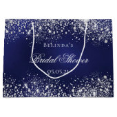 Bruidsmeisje navy blauw zilveren naam bruiloft groot cadeauzakje (Voorkant)