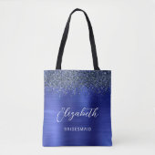 Bruidsmeisje Navy Blue Glam Metallic Script Draagtas (Voorkant)