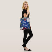 Bruidsmeisje Navy Burgundy Bloemenkrans Tote Tas (Op model)
