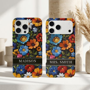 Bruidsmeisje Nep-Borduurwerk Bloem Bruidsnaam iPhone 15 Pro Max Hoesje