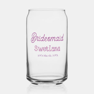 bruidsmeisje paars roze naam datum bruidskamerheer blikvorm glas