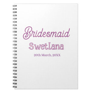 bruidsmeisje paars roze naam datum bruidskamerheer notitieboek