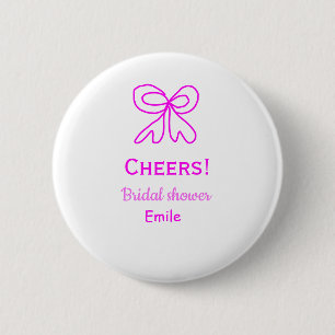Bruidsmeisje paarse roze strik bruiloft naam toevo ronde button 5,7 cm