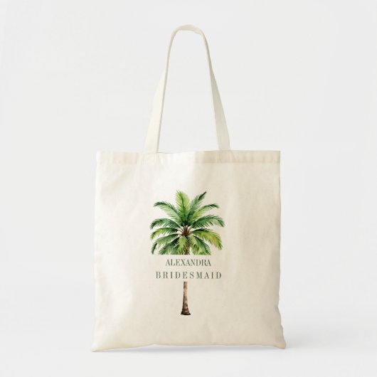 Bruidsmeisje Palm Tree Waterverf Elegant Modern Tote Bag (Voorkant)