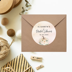 Bruidsmeisje pompoen herfst crème roze goud ronde sticker