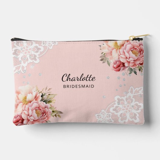 Bruidsmeisje roze bloemen kant etui (Achterkant)
